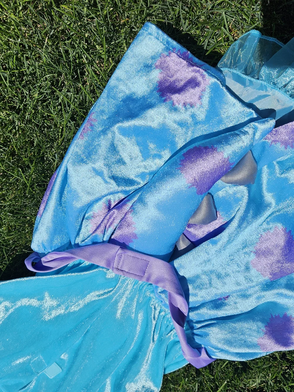 Blue Monster Hooded Kids Halloween Costume with Purple Accents
